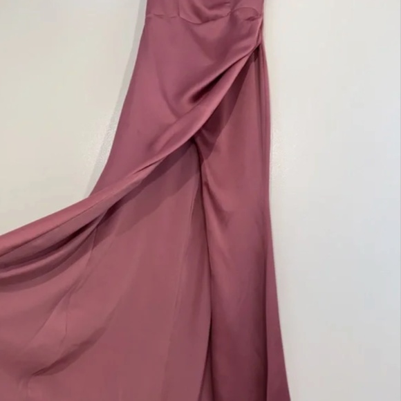 ASOS EDITION satin Bardot drape wrap maxi dress in orchid size 4 - Picture 9 of 11
